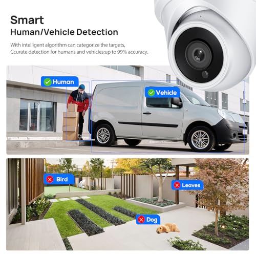 Image of VIKYLIN 4K 8MP PoE IP Camera Outdoor, 4K PoE Turret Camera with Human Vehicle Detection,2.8mm Lens, 98ft EXIR2.0 Night Vision,Built-in Mic, WDR,IP67 Weatherproof, Plug & Play,Blue Iris, NDAA Compliant