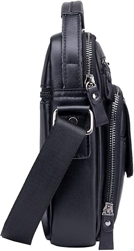 Miniatura 3 de Hebetag Bolso bandolera de cuero pequeño para hombre, para viajes al aire libre, negocios