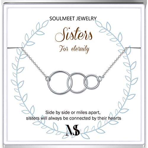 SOULMEET Sterling Silver Sister Eternity Bracelet - Gift for Best Sisters, Christmas, Mother's Day, Birthday Jewelry