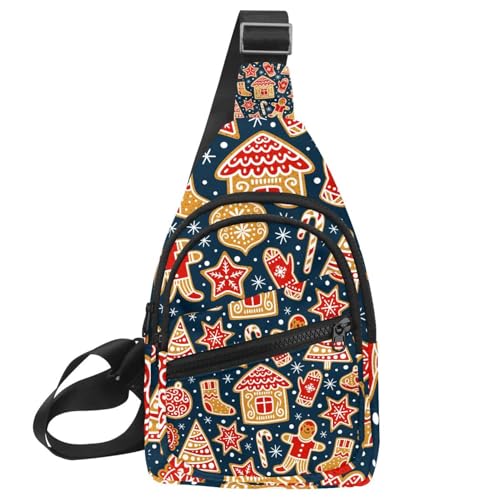 Sac à bandoulière étanche contre la pluie motif maison en pain d'épice fun