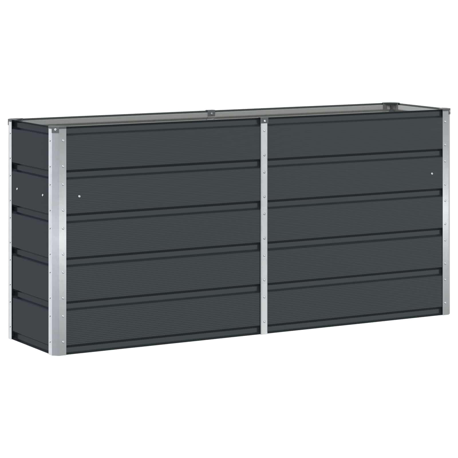 Pflanzkübel Anthrazit 160 x 40 x 75 cm - Großer Übertopf aus Stahl für Garten, Terrasse und Balkon - Modernes Pflanzgefäß im Industrial Design für Innen und Außen