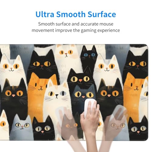 Grand tapis de souris de jeu pour le travail de bureau imprimé chat - 6