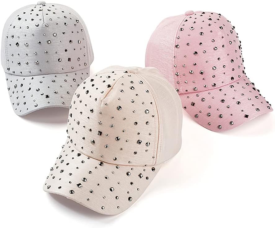 Gudessly Adjustable Breathable Rhinestone Baseball Cap for Women Bling Sequins Casual Sports Cap - Image 2