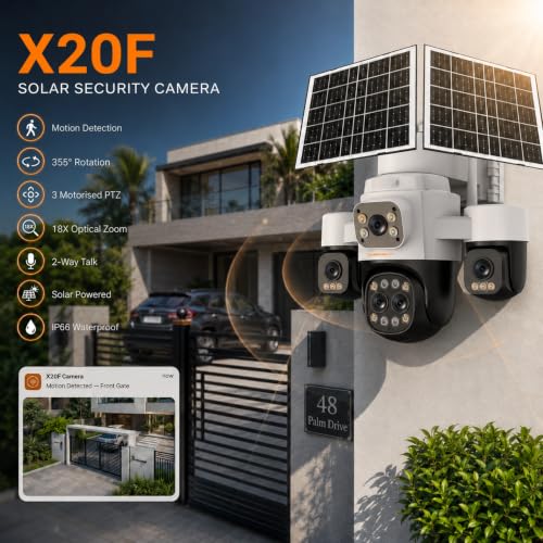 Image of XUGA Cybernautt X20F 16MP 4 Lens 4G PTZ Camera | heavy-duty Dual Solar Powered | 18X Optical Zoom | Color Night Vision | Motion Detection | Weatherproof | Upto 256GB SD