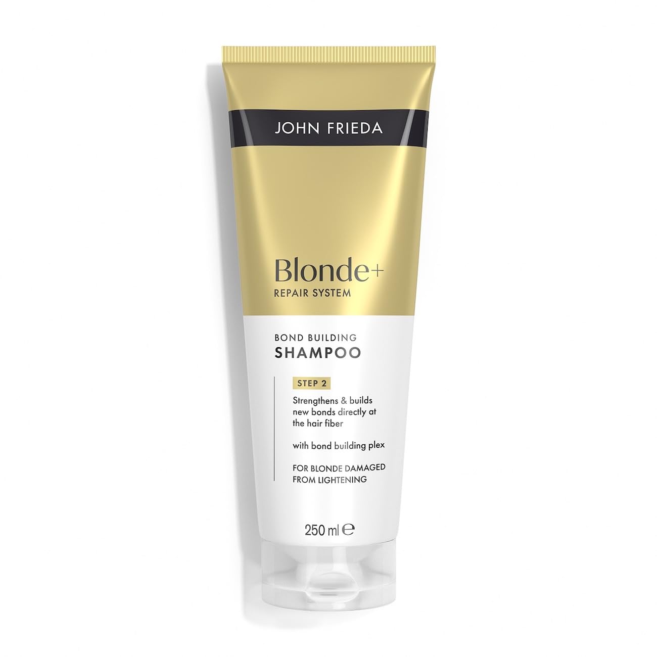 John Frieda BLONDE+ Repair System Bond Building Shampoo 250ml. Bond Repair Shampoo for Damaged Blonde Hair and Strength Care