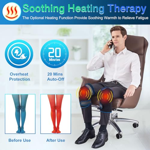 Cordless Knee Massager with Heat & Vibration for Pain Relief, Rechargeable Knee Brace for Men and Women