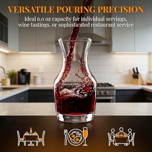 Image of Set of 12 Wine Carafe Glass, 6 Oz Single Serving Mini Decanters for Individual Pours, Small Individual Carafes for Wine, Tasting, Champagne, Juice, Bars, Restaurants (Pack of 2)