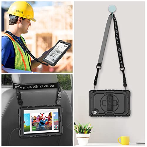 Timecity Lenovo M8 Tablet Case, Lenovo Tb-8505F Case, Lenovo Tab M8 Case Fhd/Hd Lte 8 Inch 2019-2021 Released, With Screen Protector, Swivel Stand, Hand Strap And Shoulder Strap Pen Holder - Black #TOP4