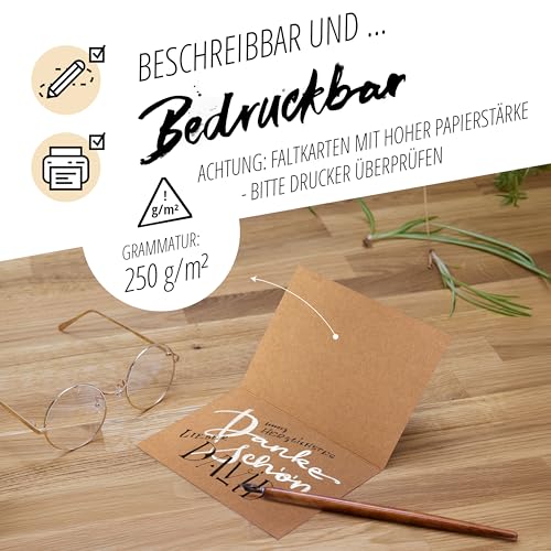 Japun - 50er Set blanko Falt-Karten - Klapp-Karten zum gestalten, beschriften oder bedrucken - DIN A6 - braun