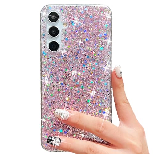 Étui Paillettes Samsung Galaxy A07 Cadeau Mignon Rose pour Filles Coque Sparkle Silicone