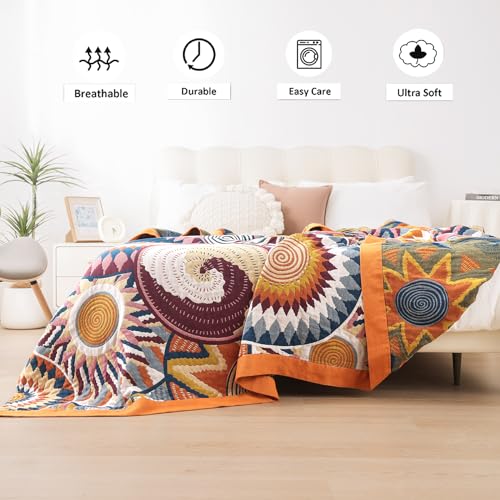 VANJOROY 100% Organic Cotton Sofa Large Bed Throw Blanket - Image 4