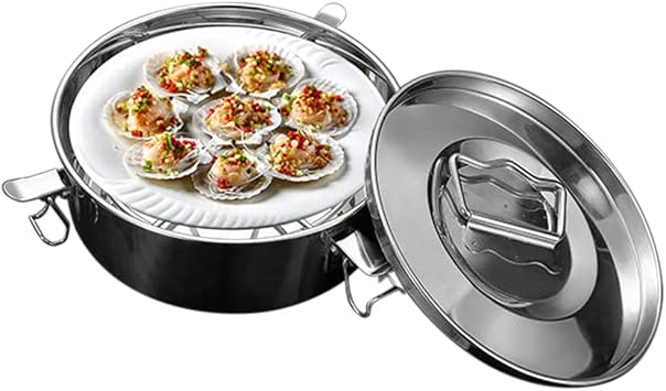 Flan Mold, Stainless Steel Flan Pan Mold, Flanera Flan Maker with Lid and Buckle, Ergonomic Handle, Large Capacity Round Cake Baking Flan Maker, for Chocolate Cake Cupcake(Silver)