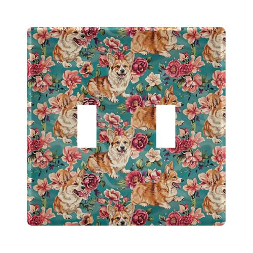 UMIRIKO Cute Shiba Inu Dog Light Switch Cover Plate Covers Decorative Double Toggle Home Decor 202b5357