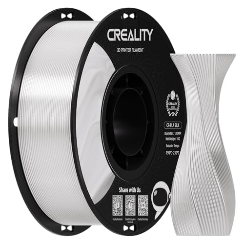 Image of Creality PLA Filament 1.75mm, Shiny and Smooth, High Gloss Silk PLA, + /-0.02mm, Silk Filament 1.75mm, 1KG /2.2lb, 3D Printer Filament for All Printers (White)