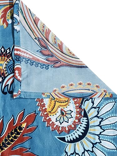 Image of Home Sizzler 144TC Artistic Dreams Teal Blue Double Bedsheet with 1 Pillow Cover