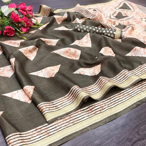 Image of Sidhidata Women's Printed Art Silk Saree With Blouse Piece (Free Size)