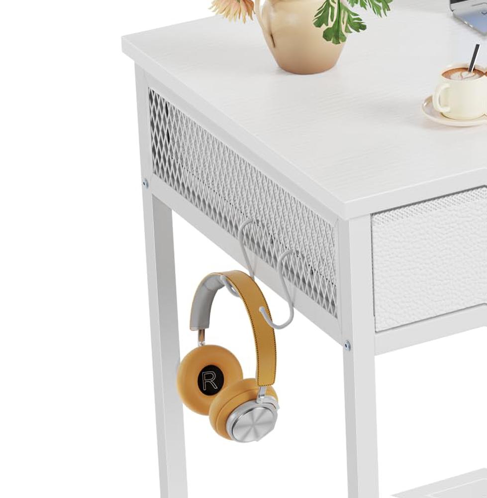 Amazon.com: Furologee White Small Computer Desk with 2 Fabric