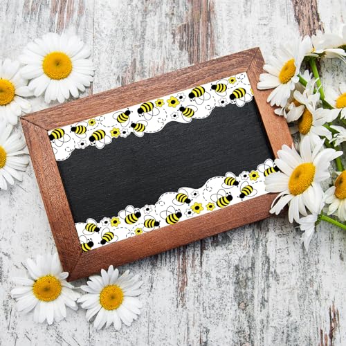 Image of Whaline 69 Ft Summer Bulletin Board Borders Bee Honeycomb Dot Flower Self-Adhesive Bulletin Board Trim for Bee Day Decoration Party Home Office