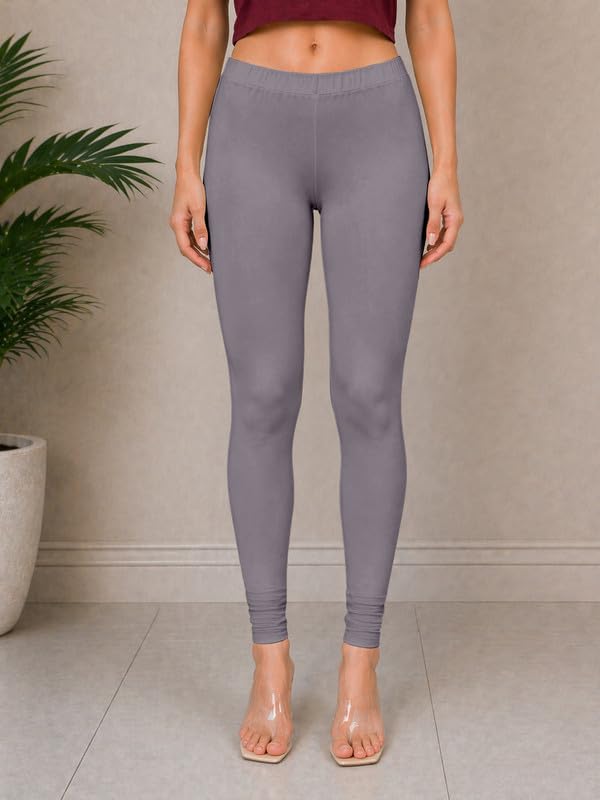 Image of TRENDMALLS Women's Microfiber Elastane Stretch Soft Churidar Length Leggings with Ultrasoft Waistband