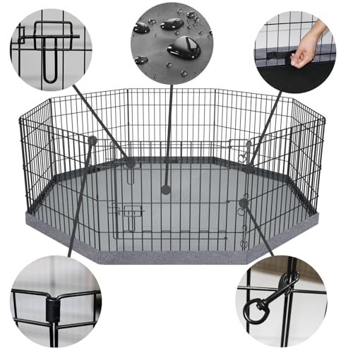 Image of PETIME Foldable Metal Dog Exercise Pen /Pet Puppy Playpen Kennels Yard Fence Indoor /Outdoor 8 Panel 24 inch W x 30 inch H with Bottom Pad (with Bottom pad, 8 Panels 30 inch H)