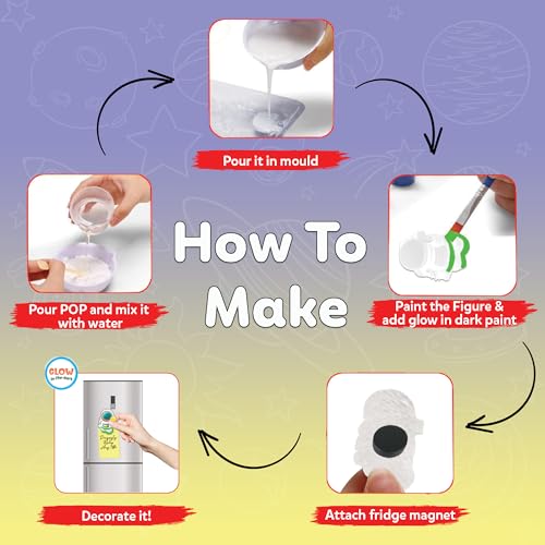 Image of Little Berry DIY Mould Painting Kit | Outer Space DIY Craft Kits | Craft Set to Make 6 Glow in The Dark Magnets | Art & Craft Kit for Girls & Boys | DIY Kit for Kids Gift