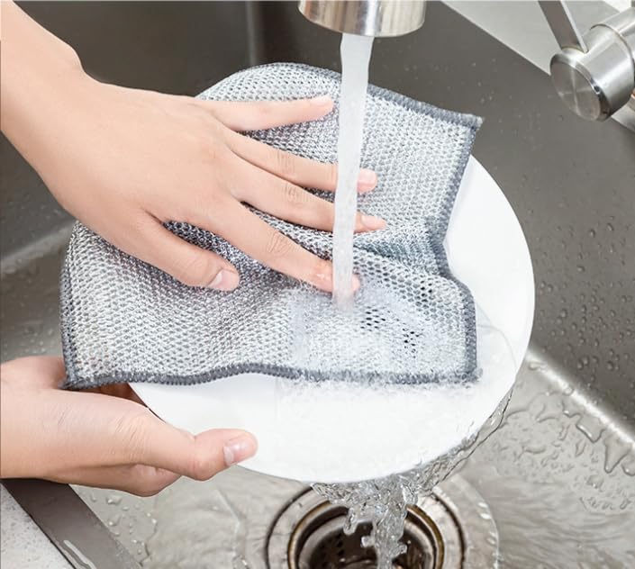 Image of 2024 New Cleaning Sponges Multipurpose Wire Miracle Cleaning Cloths, 2 Pack Wire Dishwashing Rags for Non-Stick Cookware, Kitchen, Sinks, Scrubs & Cleans for Dishes