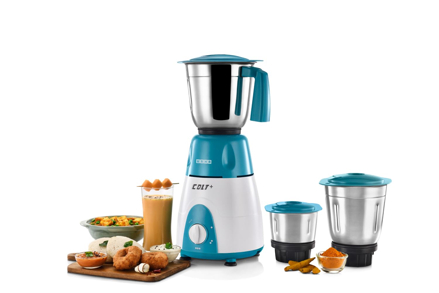 USHA Colt Plus Mg 3772 750-Watt Copper Motor Mixer Grinder With 3 Jars (White/Green), 750 Watt-image-21