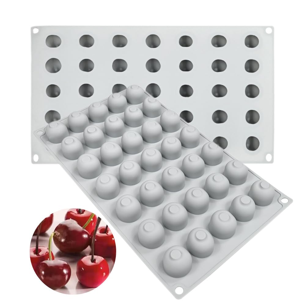 Silikonformen in Kirschform zum Backen von Mousse, Kuchen, 3D-Silikon-Backform für Süßigkeiten, Gebäck, Schokolade, Trüffel, Cupcakes, Gelee, Kekse, Pudding, Kuchendekoration, 1, Grau