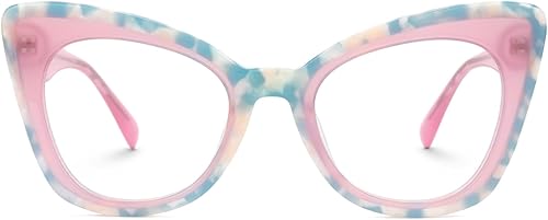 Zeelool Gafas de ojo de gato para mujer, marco de gafas de acetato con lente transparente sin receta ZJGA359158