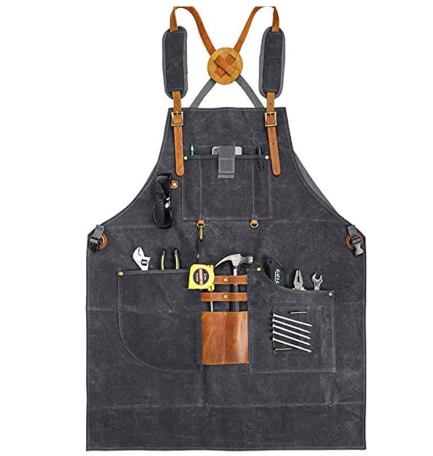 Luminexia Tablier de Soudeur,Tablier de Charpentier,Tablier de Travail Multifonction en Toile cirée imperméable,avec Poches à Outils Multifonctions,Tablier Homme
