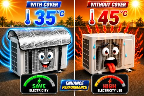 Image of AC Outdoor Unit Protector Cover | HEAVY DUTY | Waterproof Heat Insulated & Sun Protection | AC Outdoor Unit Cover | Air Conditioner Outer Compressor Shade for Split 1.5 & 2 Ton (Full Size)