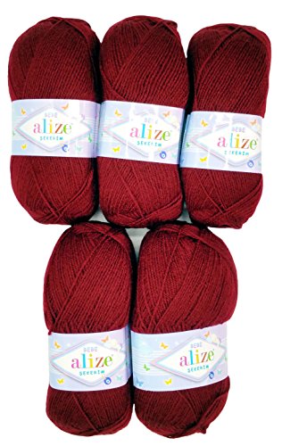 Alize Bebe - 5 gomitoli da 100 g, tinta unita, 500...