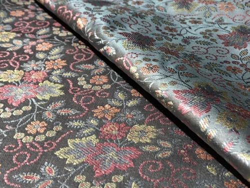 Tissu brocart de soie rigide gris argenté pour robe structurée - 7