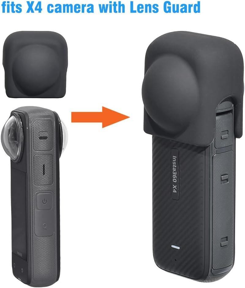 Image of Insta 360 One X3 & X2 Pro Action Camera Accessories Shock Proof Cover Protective Frame with 1 /4 Screw Hole Tripod Adapter Sports Camera Mount Black (X4 Lens Cap)