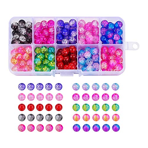 10 Color Handcrafted Crackle Lampwork Glass Round Beads Split Glass Round Beads for Jewelry Making and Craft 8mm 200 PCs