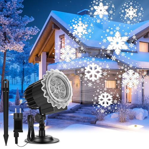Projektor Weihnachten Aussen,Upgrade Heller HD Snowfall LED Schneeflocken Projektor,IP65 Wasserdicht Weihnachtsprojektor mit Schneefall Lichter Effekt für...