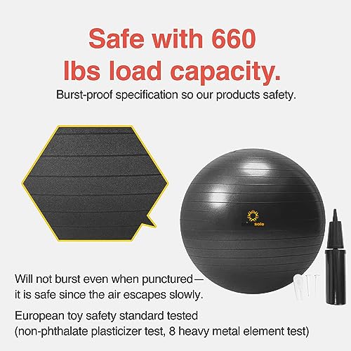 Image of Primasole Exercise Ball for Balance Stability Fitness Workout Yoga Pilates at Home Office & Gym Birthing Ball for Pregnancy, Office Ball Chair