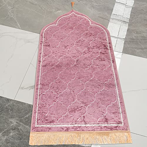 JINTN Islamic Prayer Rug Flannel Thick Padded Muslim Praying Mat for Men and Women Prayer Carpet Mat Traditional Muslim Ramadan Eid Gift - Image 2