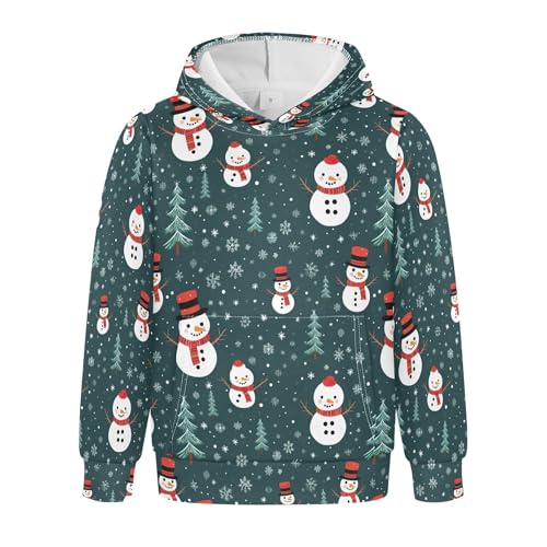 Kids Hoodies Sweaters Christmas Xmas Snowman Hooded Sweatshirts with Big Pockets for Boys Girls B0400336