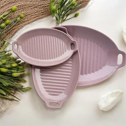Image of Serving Platter | Melamine Snack Platter | Multi-Purpose Kitchen Serving Platter | Versatile Chip and Dip Tray for Snacks, Starters & Desserts | Lightweight & Dishwasher Safe | Set of 3 (PINK)