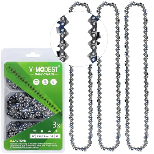 V-MODEST 3-Pack 14 Inch Chainsaw Chain for Ryobi RY3714 RY405010 RY40503 RY405100 RY40530 RY43006 Chainsaw - 3/8LP - .050 - 52 DL