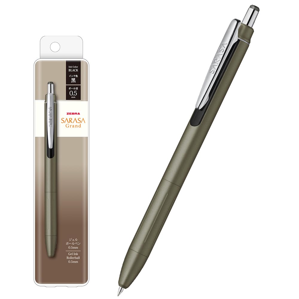 Zebra Gel Ballpoint Pen, Sarasa Grand, 0.5 mm, Ash Brown Barrel, Black Ink P-JJ57-AE : Office Products