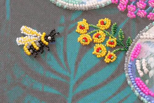 Image of Wizardi Bead Embroidery Kit - Thinking of You. Colorful Beads, Beading Needles. DIY Kit. Embroidery for Beginners. Home Decor. AB-816 Abris Art