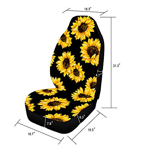 Venhoo Car Seat Covers Lovely Sunflower Universal Auto Front Seats Protector Compatible Fits for Most Car, SUV Sedan & Truck-2 Pcs