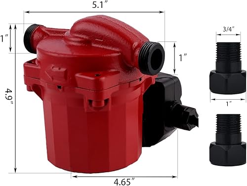 Miniatura 2 de SHYLIYU Bombas de refuerzo de presión de 115 V60 Hz, bomba de refuerzo de hierro fundido de 3 velocidades, salida de 1 pulgada, bomba de circulación