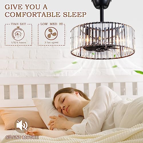 Ceiling-Fan-with-Lights-and-Remote-Bladeless-Ceiling-Fan-Light-Fixture-Modern-Crystal-Black-Ceiling-Fan-Fandelier-Sloped-Ceiling-Fan-Light-Bulbs-for-Bedroom-Living-Room-Reversible-Motor