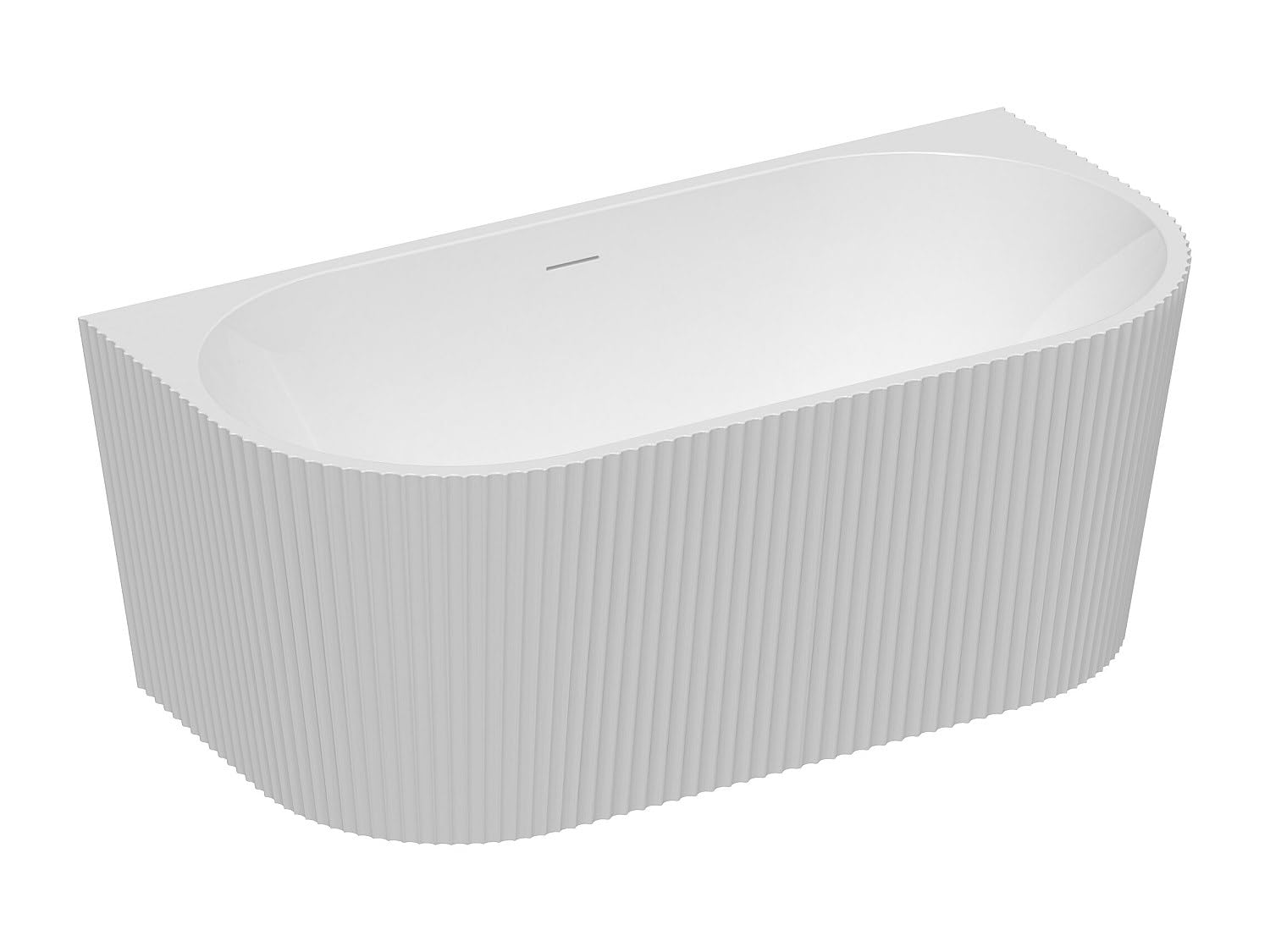 Vente-unique - Vasca da bagno semi-freestanding scanalata 250 litri 170,5 x 80 x 58,5 cm Bianco lucido Acrilico - ZELINA