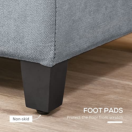 HOMCOM Sitzbank, Polsterbank mit Stauraum, Bettbank mit Deckel, Leinenoptik, Truhenbank, Aufbewahrungsbank für Wohnzimmer, Schlafzimmer, Grau, 125 x 49 x 41,5 cm
