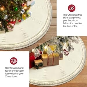 Christmas Tree Skirt 48 Inch Large - Knit Knitted Thick Rustic Tree Skirt Decor for Thanksgiving Xmas Holiday Party Winter Farmhouse New Year Decoration Indoor Outdoor(Cream) Christmas Tree Skirt 48 Inch Large Knit Knitted Thick Rustic Tree Skirt Decor for Thanksgiving Xmas Holiday Party Winter Farmhouse New Year Decoration Indoor OutdoorCream