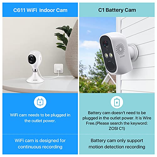 ZOSI 2pack C611 1080P Home WiFi Security Camera with Night Vision & 2-Way Audio, Smart Wireless IP Cam Support Motion… - Image 3